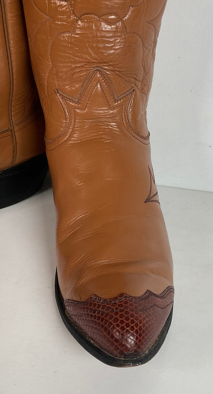 Vintage Tony Lama Lizard Wingtip Cowgirl Boots 7 A Black Label