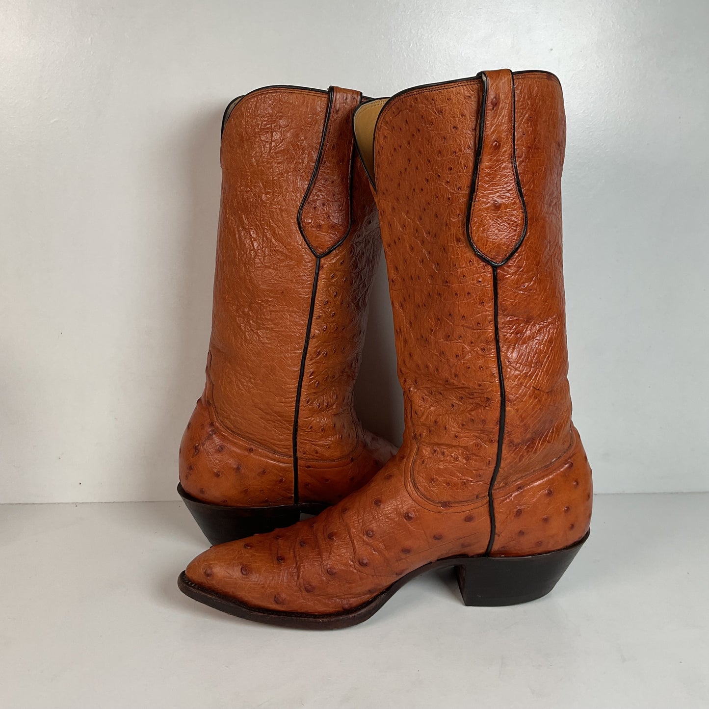 Custom Full Ostrich Quill Cowboy Boots 10 Wide Exotic Mule Ear