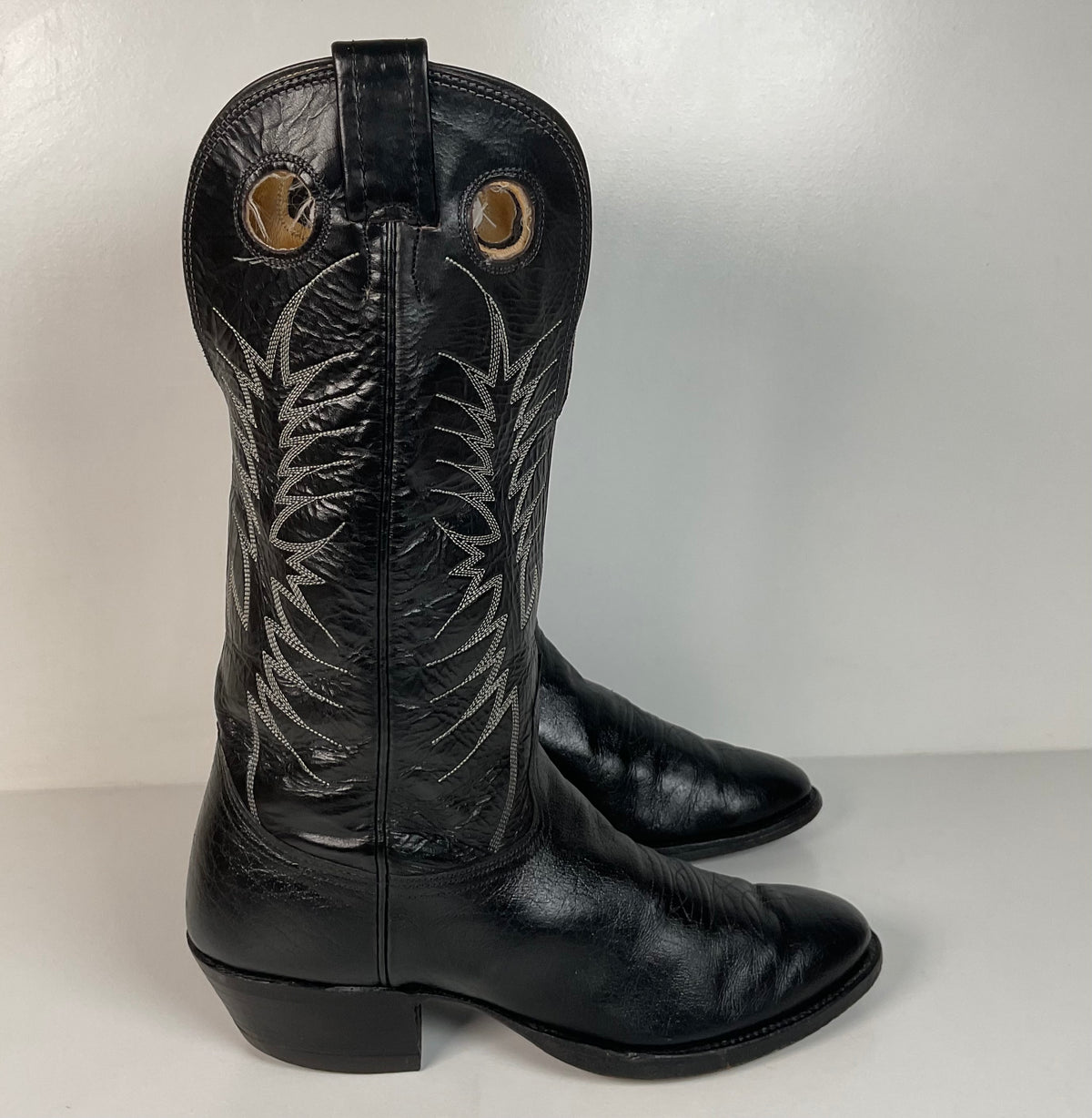 Vintage Nocona Caribou Buckaroo Cowboy Boots | Exotic | Black | Men’s 9.5 D