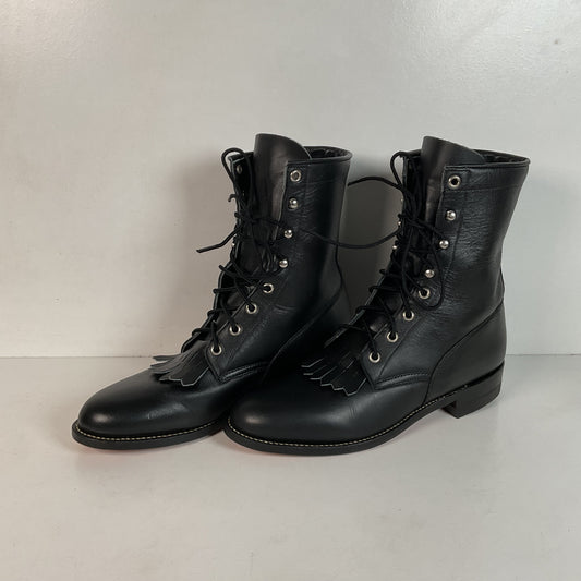 Justin Women’s Kiltie Packer Boots 8 B USA Made Lace Up