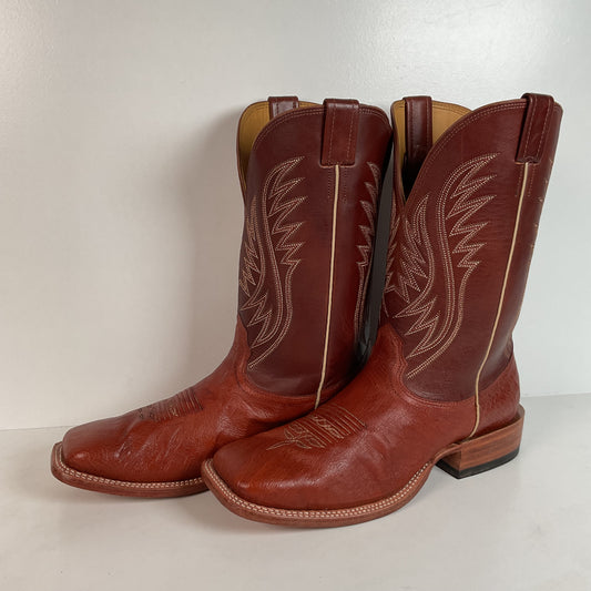 Fenoglio Smooth Ostrich Cowboy Boots | Square Toe | Exotic | USA Made | 11.5 E