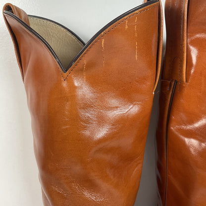 Vintage Frye Cowboy Boots | Burnished Brown Calf | French Toe | Men’s 10.5 D