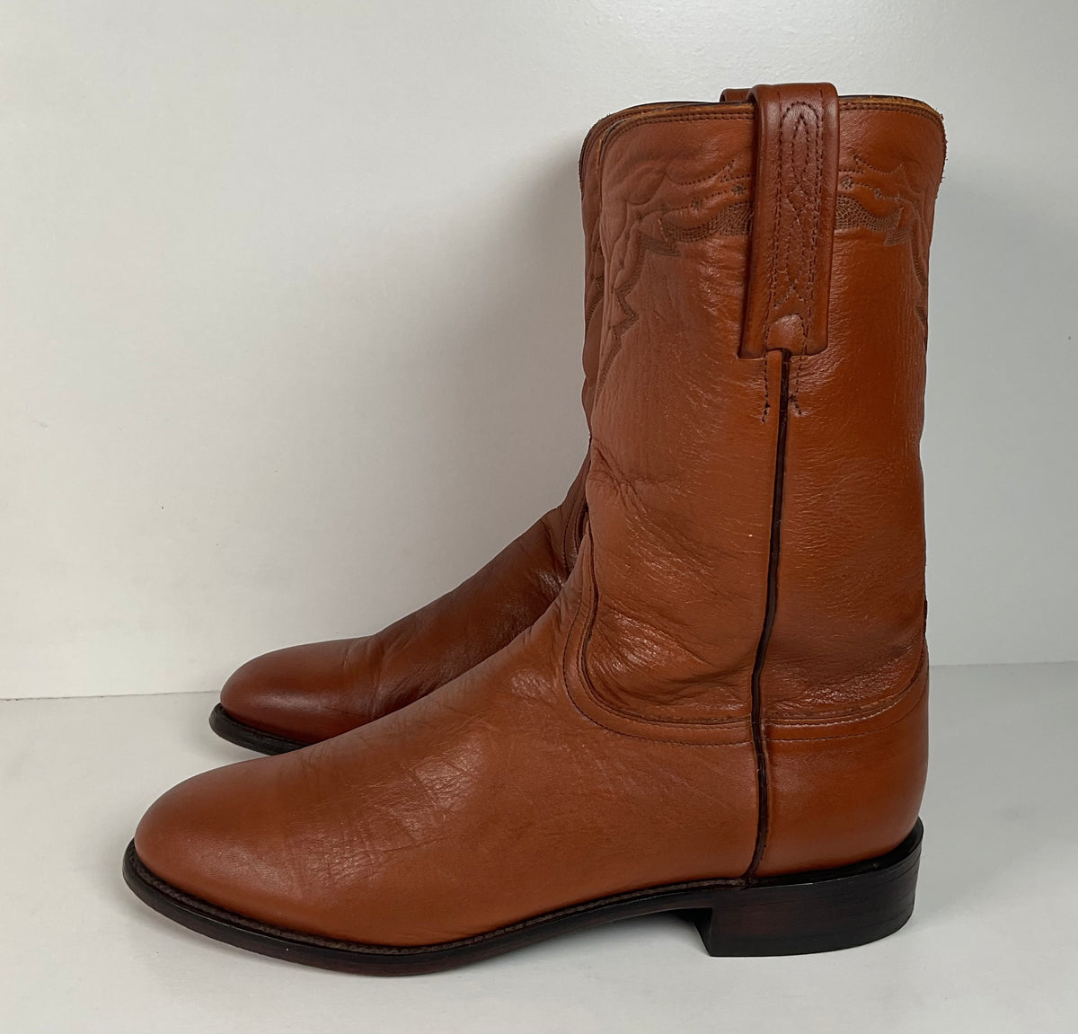 Lucchese 2000 Roper Boots | USA Made | Brown Calf | Men’s 9.5 D