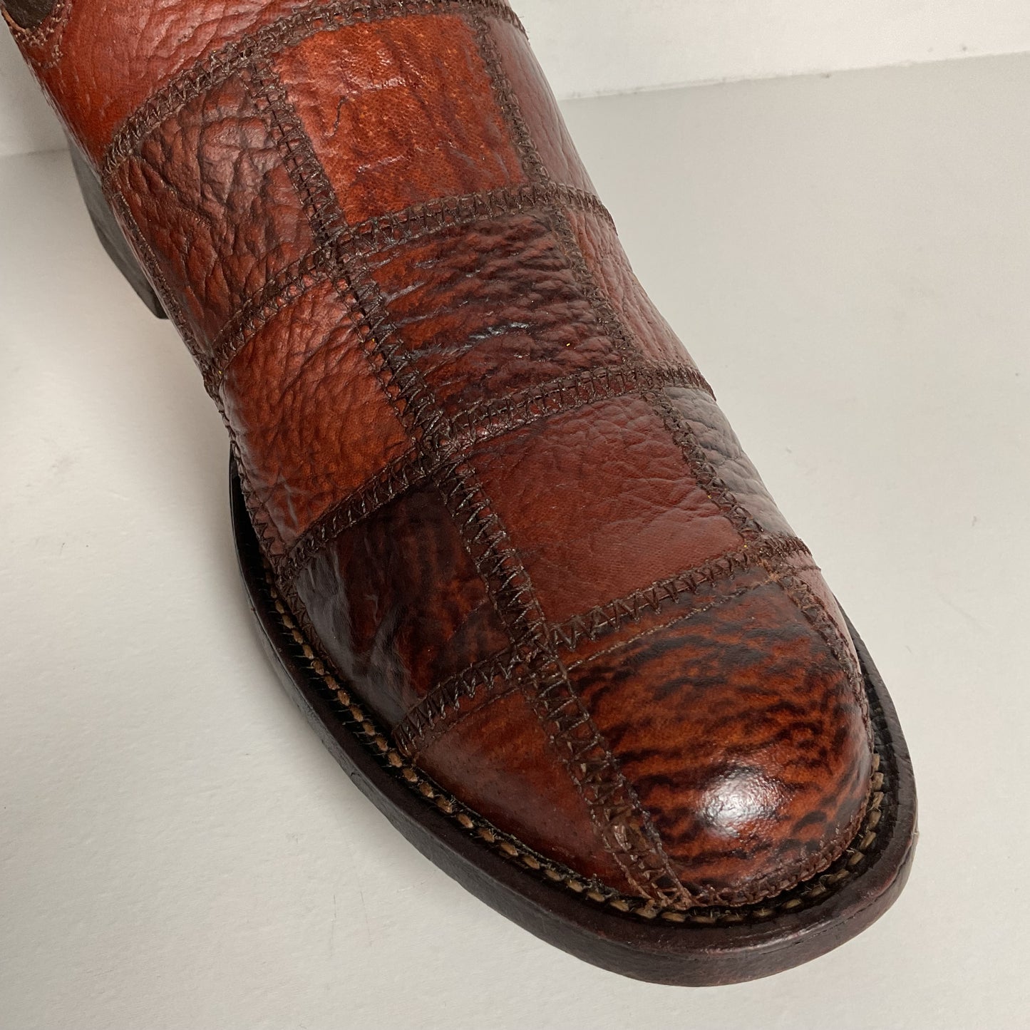 Vintage Sanders Shark Patchwork Cowboy Boots | Exotic | Extra Narrow | 11.5 AA