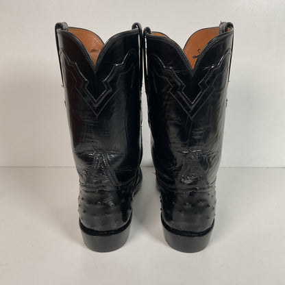 Recrafted Lucchese Classics Handmade Ostrich Quill Roper Boots 8.5 D Exotic