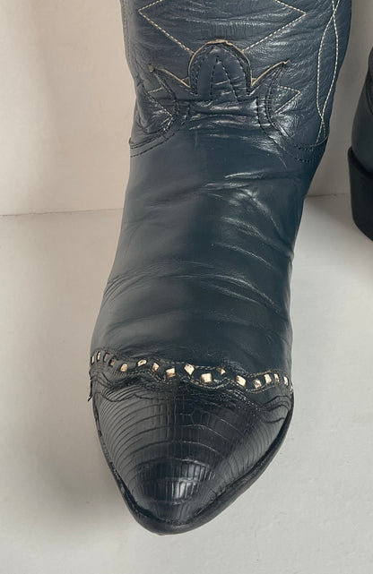 Vintage Tony Lama Cowgirl Boots | Lizard Tip | Gold Label | 5.5 B | Women’s 6.5