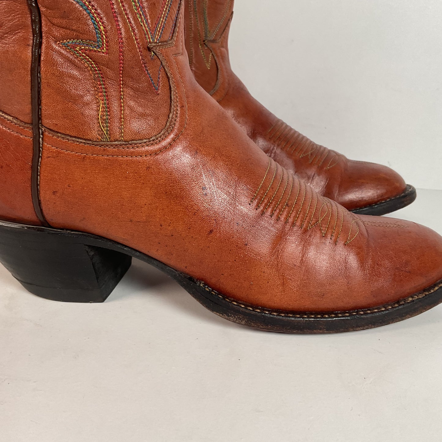 Vintage Tony Lama Buckaroo Boots | Rainbow Stitched | Men’s 8 A | Women’s 9
