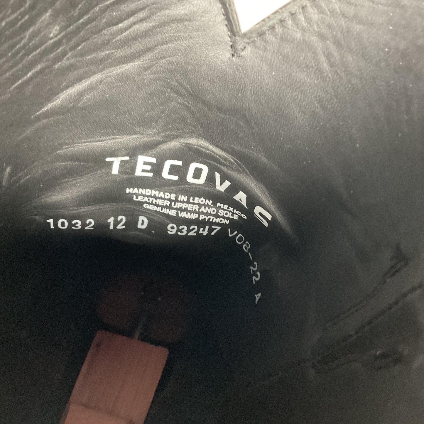 Tecovas “The Bryce” Python Cowboy Boots 12 D Belly Cut Snakeskin Original Box