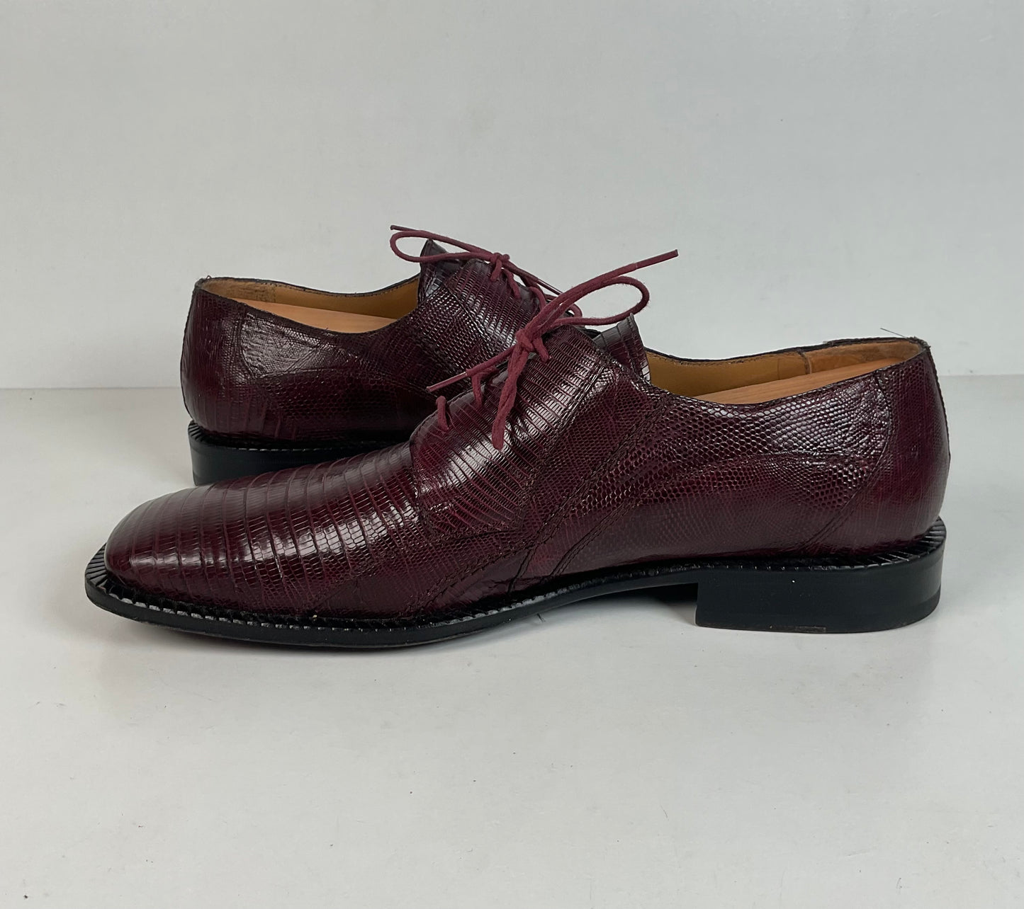 David Eden Teju Lizard Derby Shoes | Wine Red | Men’s 10.5