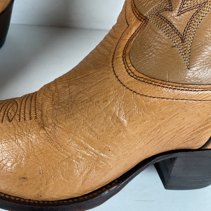 Vintage Justin Smooth Ostrich Cowboy Boots | USA Made | Butterscotch | 8 EE