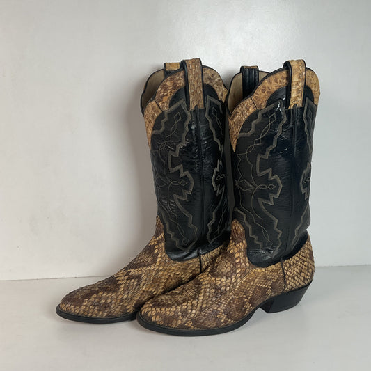 Diamondback Rattlesnake Cowboy Boots | Custom Made | Collar Overlay | Men’s 10 B