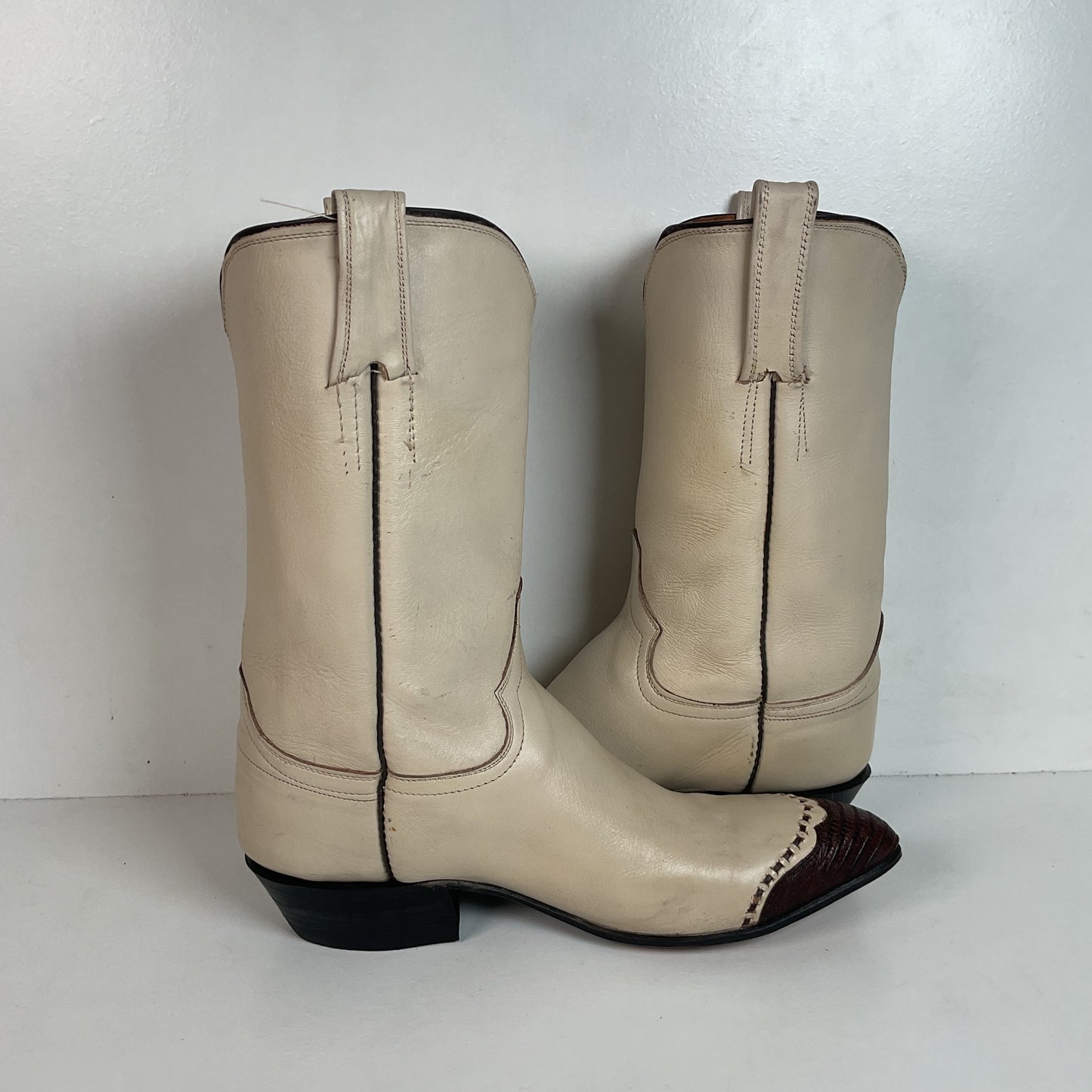 Vintage 1960s Cowtown Lizard Wingtip Cowboy Boots Men’s 8.5 A | Women’s 10
