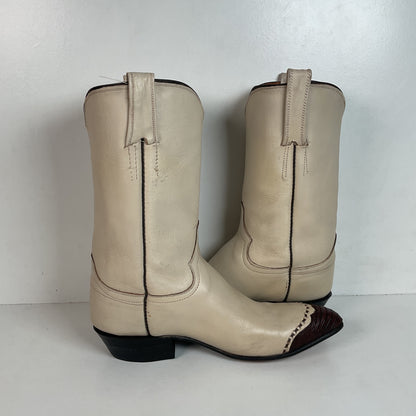 Vintage 1960s Cowtown Lizard Wingtip Cowboy Boots Men’s 8.5 A | Women’s 10