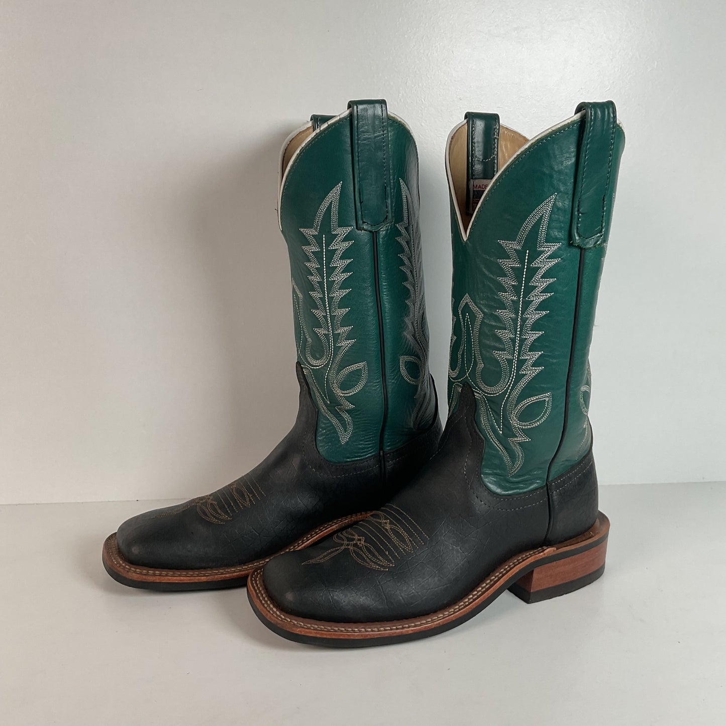 Anderson Bean Hippo Cowgirl Boots | Exotic | Aqua Green Shaft | Women’s 7 B