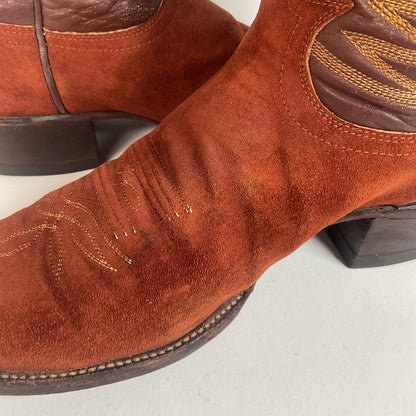 Vintage Tony Lama Pig Skin Suede Cowboy Boots 9 E Gold Label