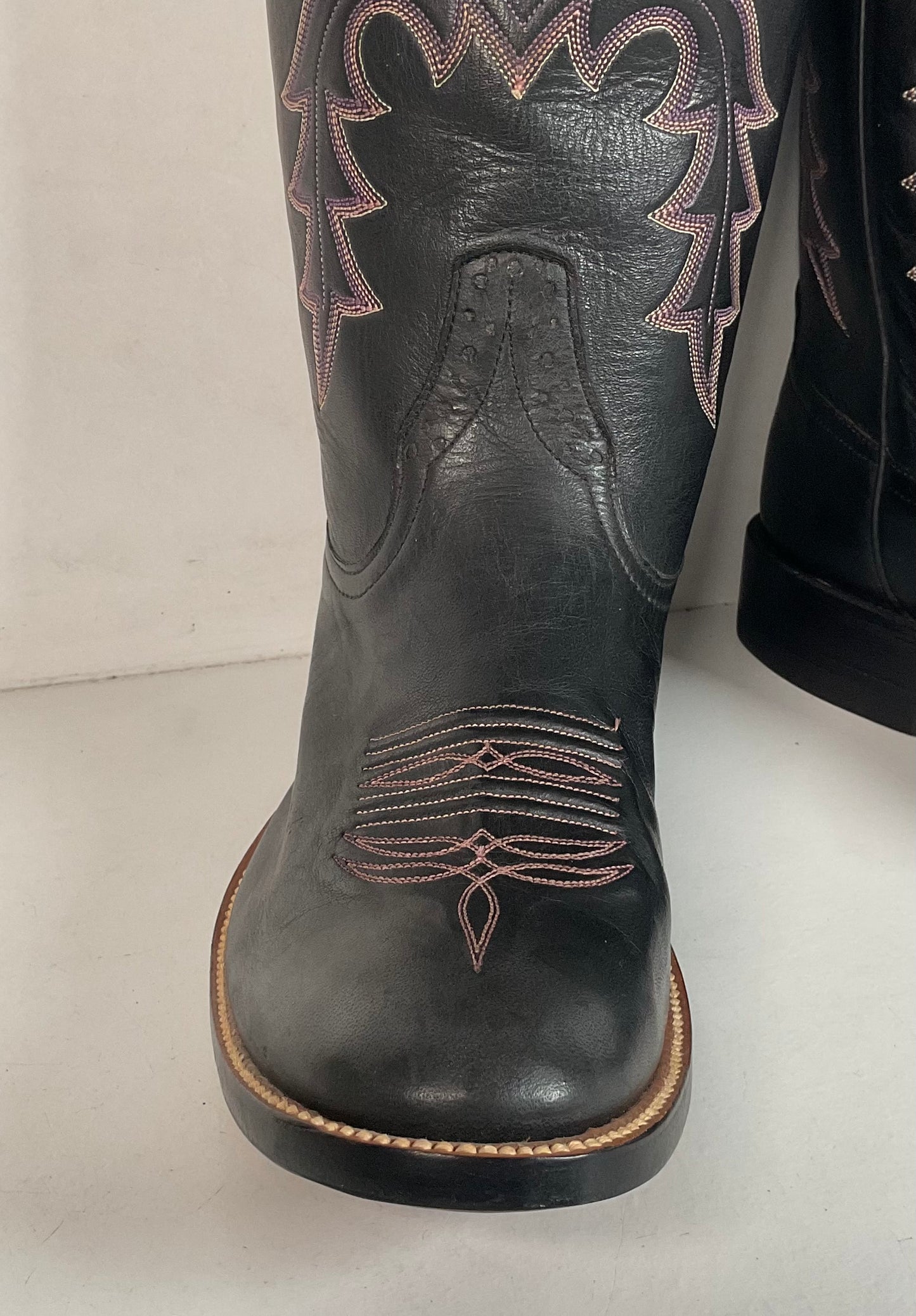 Rios of Mercedes Cowboy Boots Men’s 9.5 B (Narrow) Black Buffalo Calf