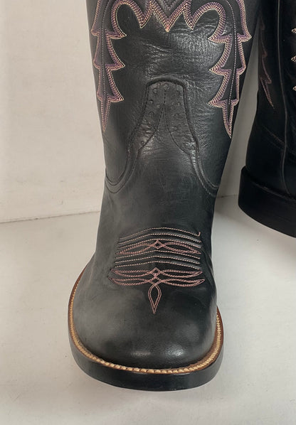 Rios of Mercedes Cowboy Boots Men’s 9.5 B (Narrow) Black Buffalo Calf