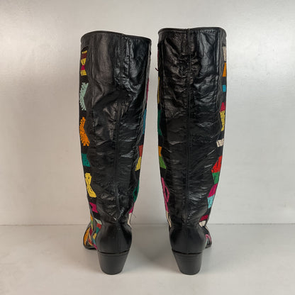 Tony Lama’s Hyer Cowgirl Boots 8 C Southwestern Aztec Woven Inlays