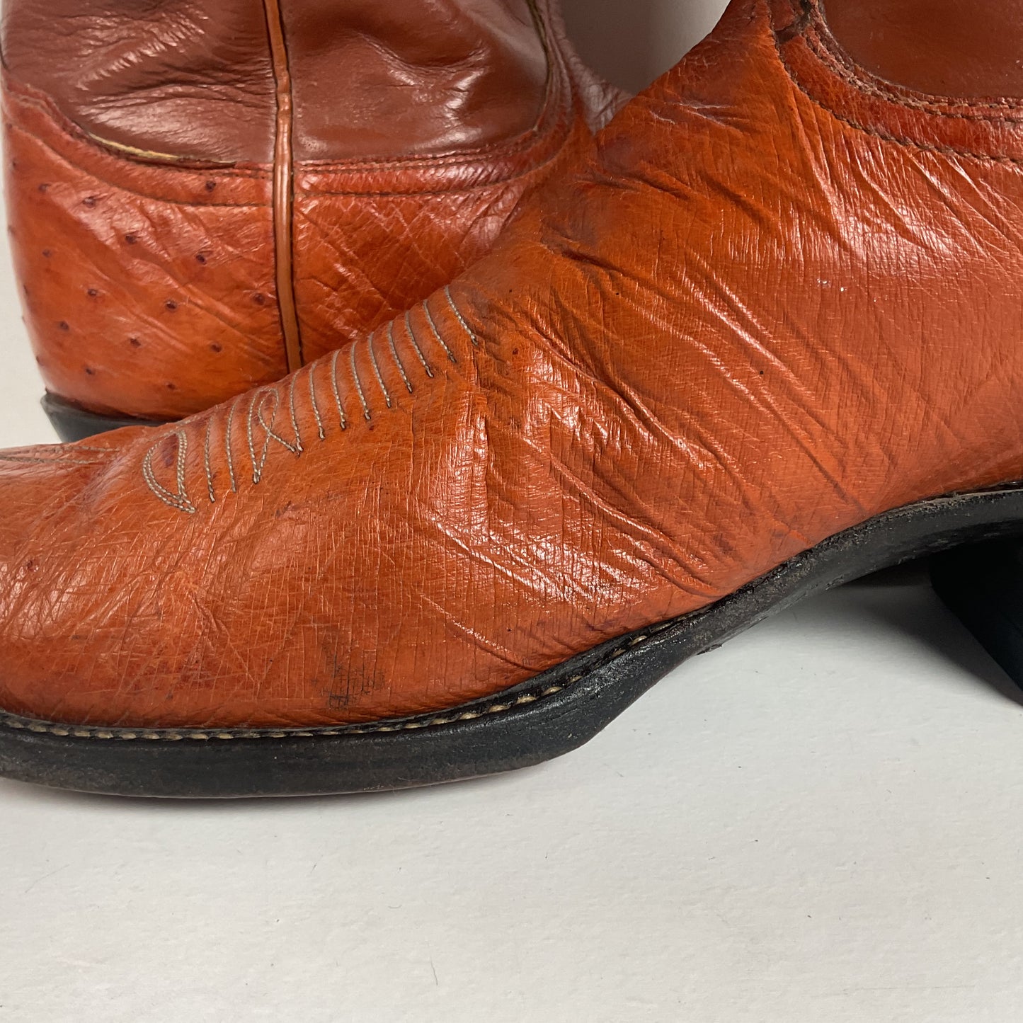 Vintage Tony Lama Smooth Ostrich Cowboy Boots | 1970s | Gold Label | Men’s 12 B
