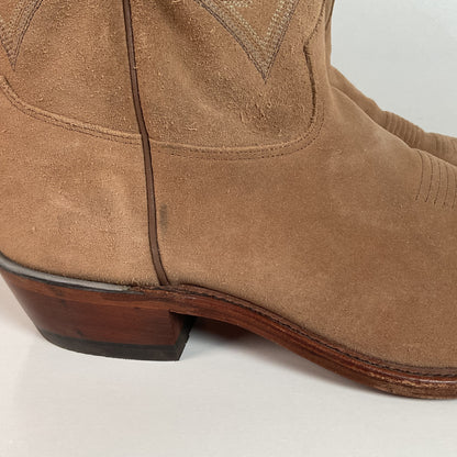Tony Lama Suede Cowboy Boots | USA Made | Sand Mojave | 11.5 EE