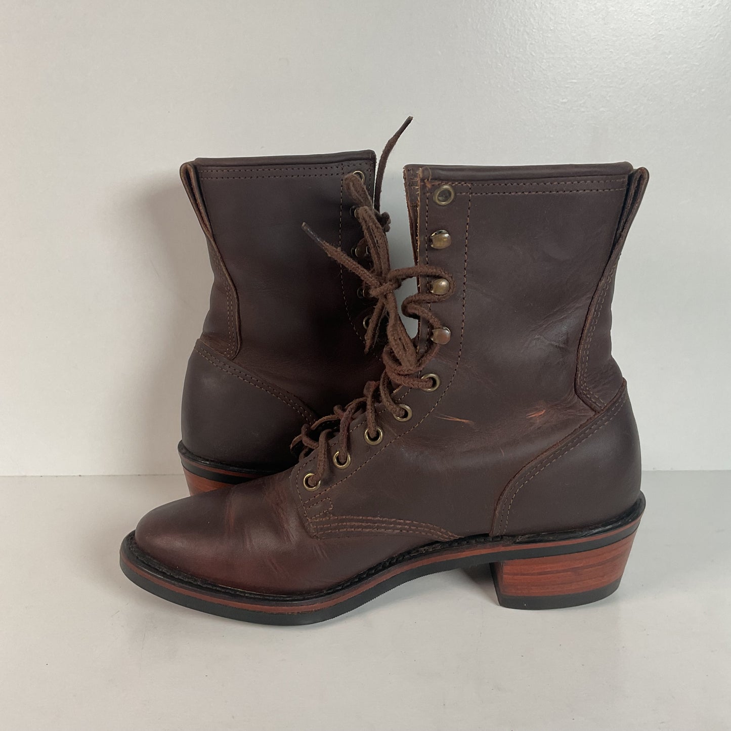 Vintage Santa Fe Western Packer Boots | Apache | Lace Up | USA Made | Women’s 9 M