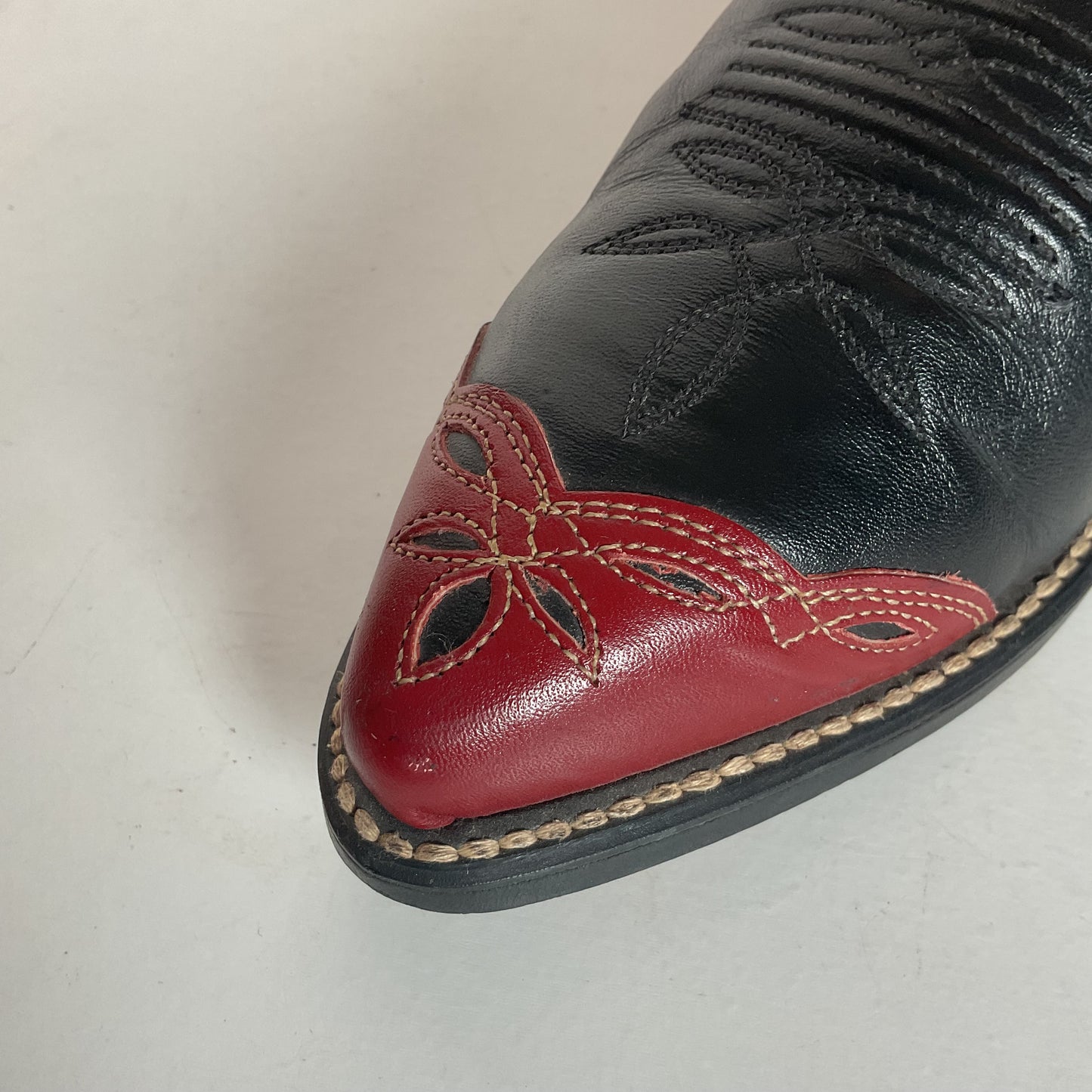 Vintage Dingo Acme Wingtip Cowgirl Boots 7 M USA Made Tooled Inlay