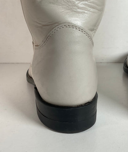 Justin Pearl White Roper Boots 8 C USA Made