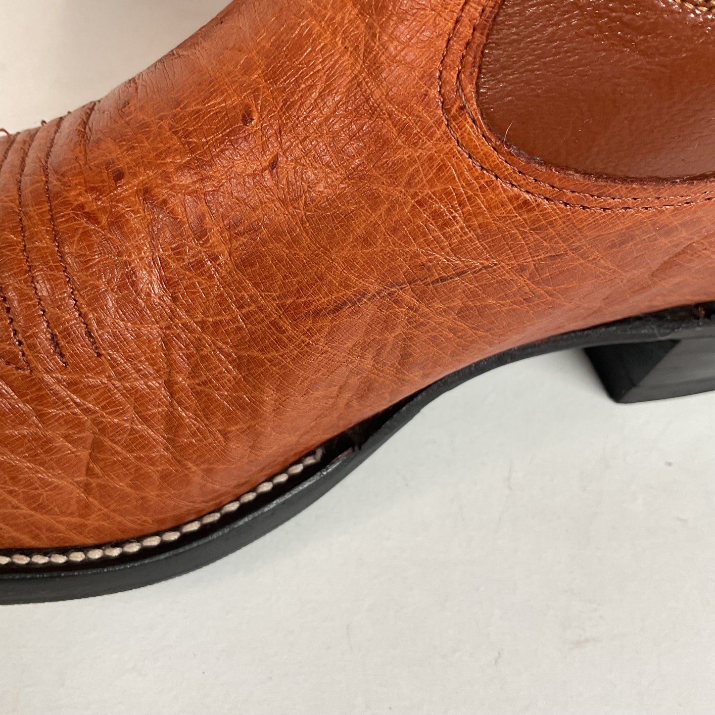 Vintage Nocona Exotic Smooth Ostrich Cowboy Boots Men’s 10.5 C Peanut Brittle