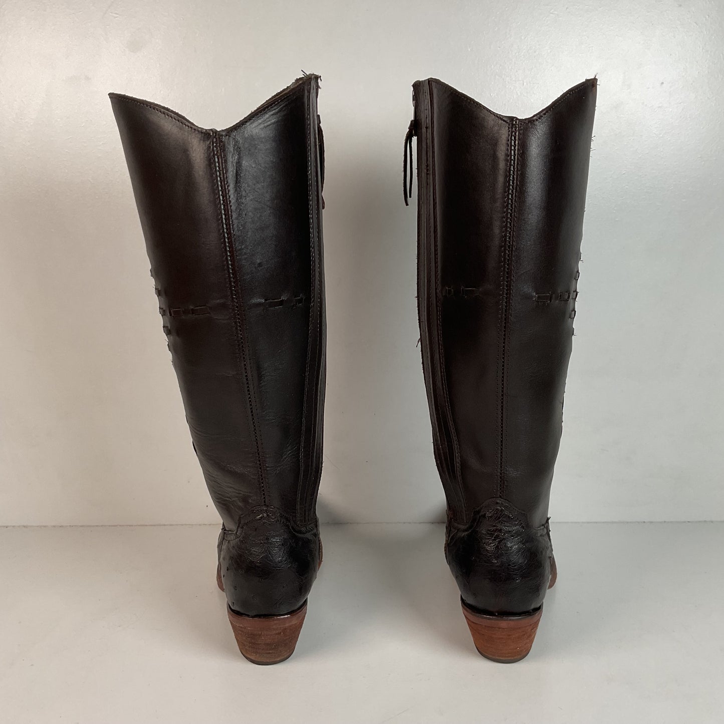 Justin’s Reba Mcalester Ostrich Cowgirl Boots 6.5 B Exotic Side Zip