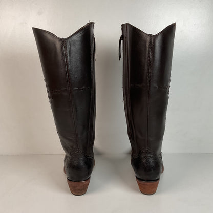 Justin’s Reba Mcalester Ostrich Cowgirl Boots 6.5 B Exotic Side Zip