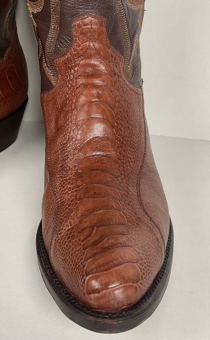 Vintage Panhandle Slim Ostrich Leg Cowboy Boots | Exotic | Brown | Men’s 8 D