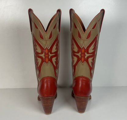 Vintage Capezio Butterfly Cowgirl Boots | Tooled Inlays | USA Made | Women’s 8 M