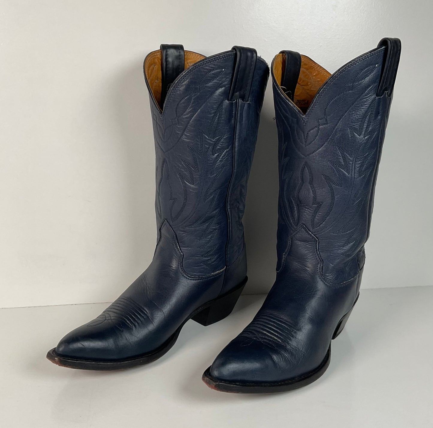 Vintage Nocona Deertan Cowboy Boots | USA Made | Blue | Men’s 7.5 | Women’s 8.5