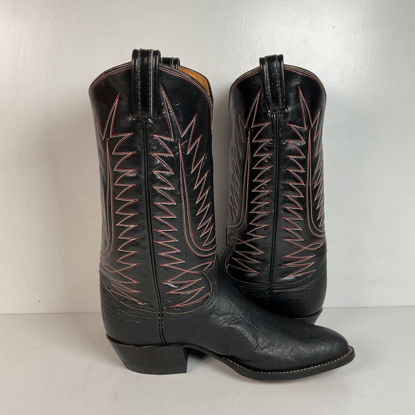 1970s Tony Lama Elephant Print Cowboy Boots 10 USA Made Gold Label