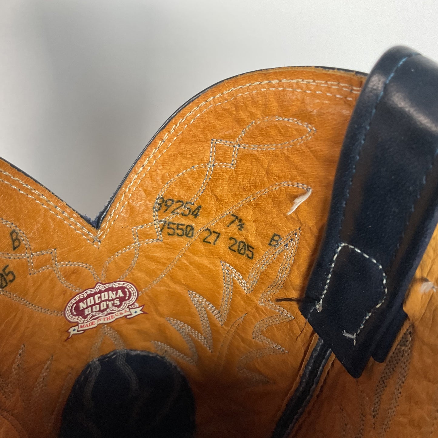 Vintage Nocona Deertan Cowboy Boots | USA Made | Blue | Men’s 7.5 | Women’s 8.5