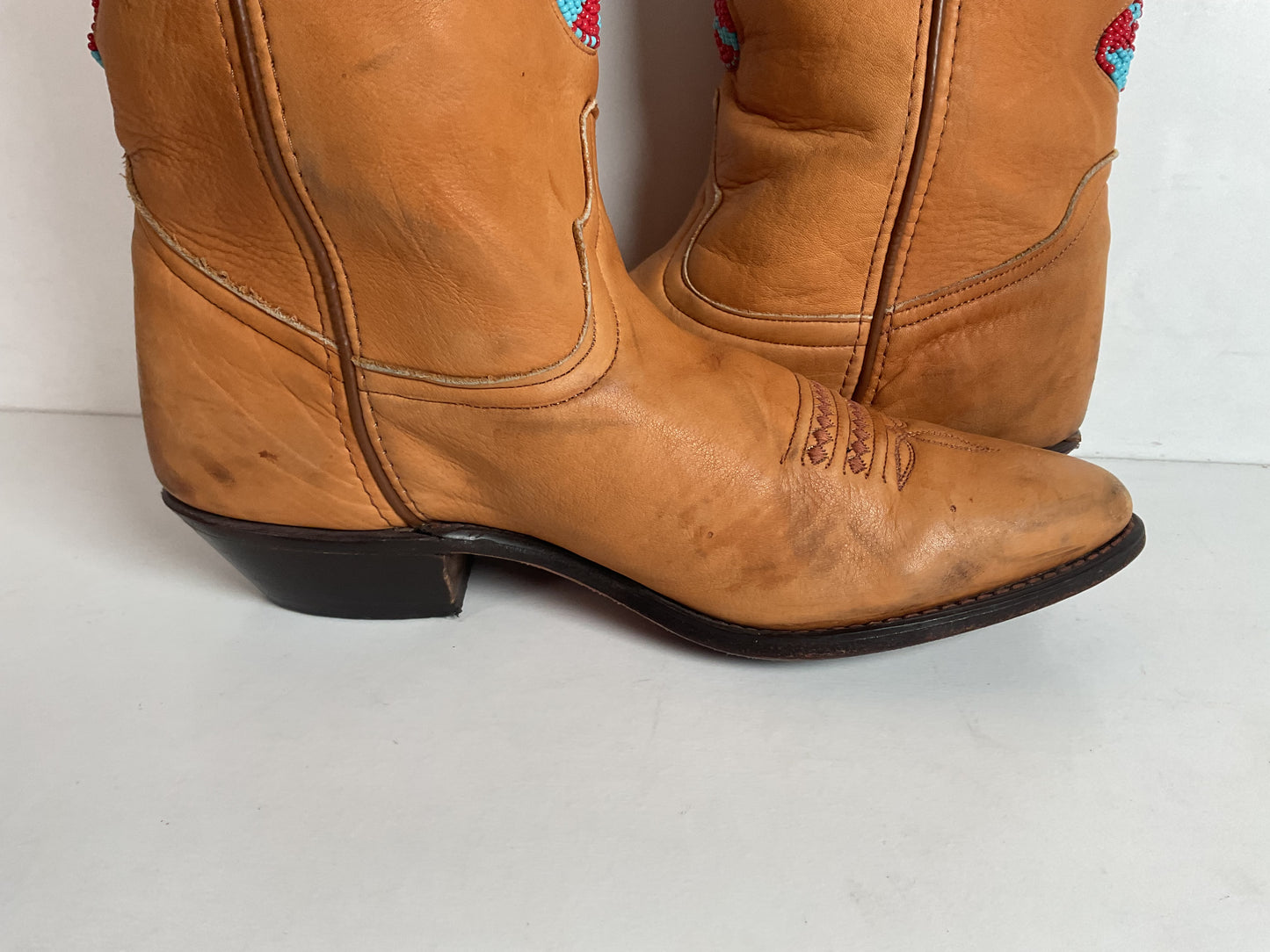 Vintage Code West Navajo Fringe Cowgirl Boots 8.5 M USA Made