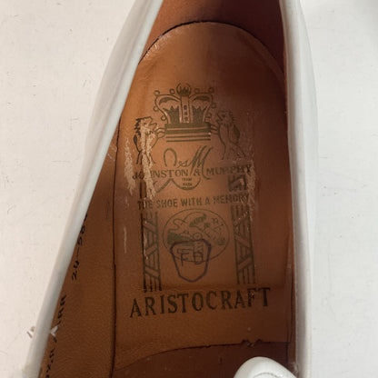 Vintage Johnston Murphy Aristocraft White Moccasin Loafers 10.5 Narrow USA Made
