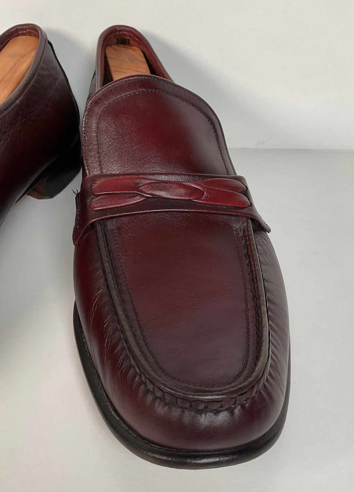 Vintage Wright Loafers | Hand Sewn Moccasins | Burgundy | Men’s 12 C