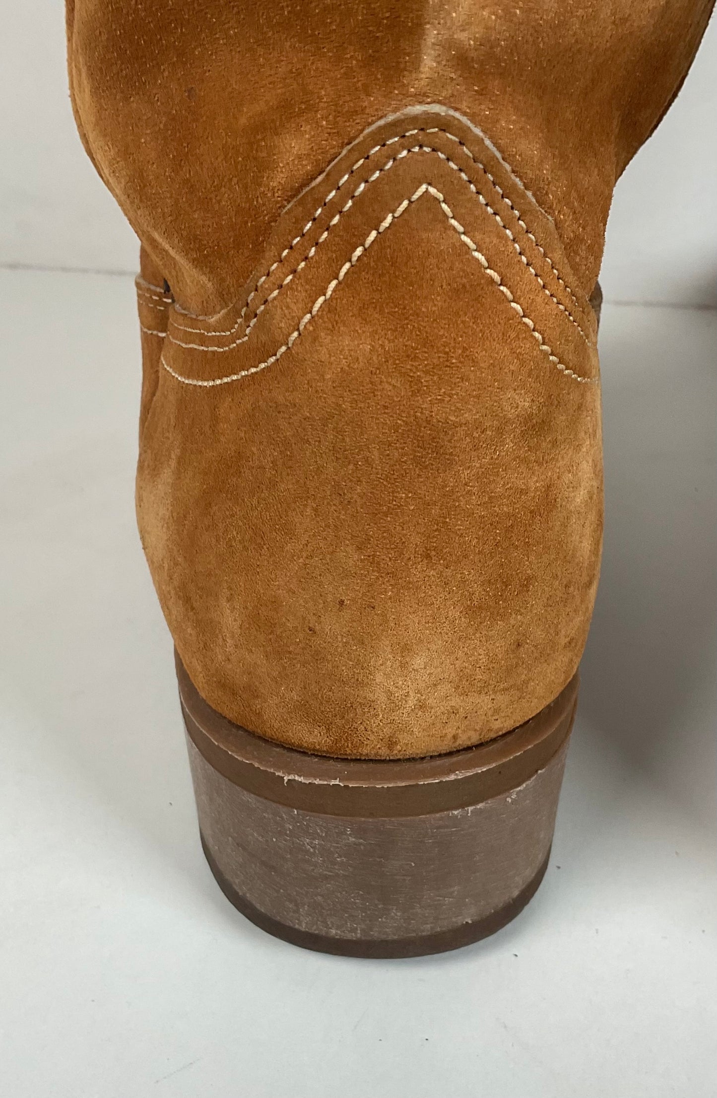 Vintage Wolverine Full Suede Cowgirl Boots 8 M Harvest Wheat Vibram