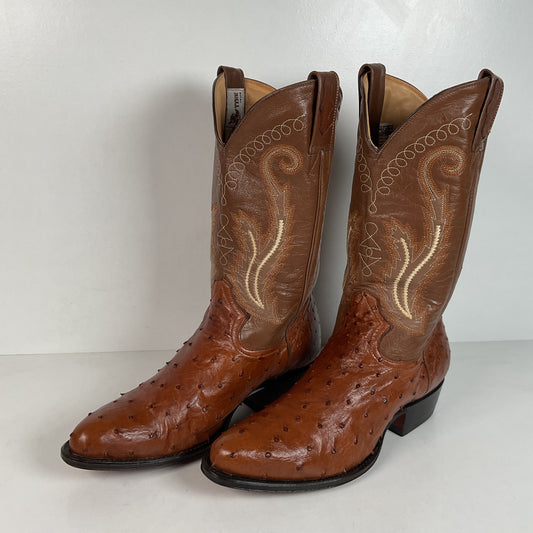 Vintage Bull Rider Full Ostrich Quill Cowboy Boots | Exotic | Men’s 9.5 EE