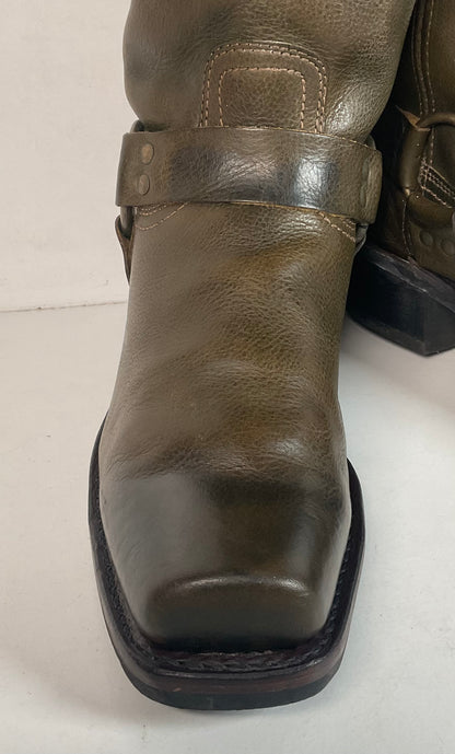 Women’s Frye 12 R Harness Boots 11 M Olive Brown Retired