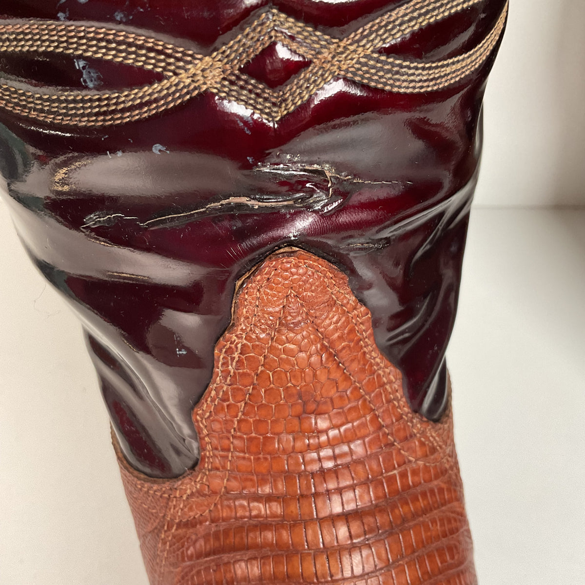 Vintage Tony Lama Teju Lizard Cowgirl Boots | Patent Leather | 6 C | Women’s 7