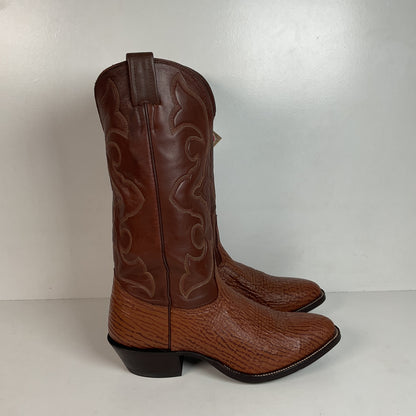 Vintage Nocona Shark Skin Cowboy Boots 9 E USA Made Exotic