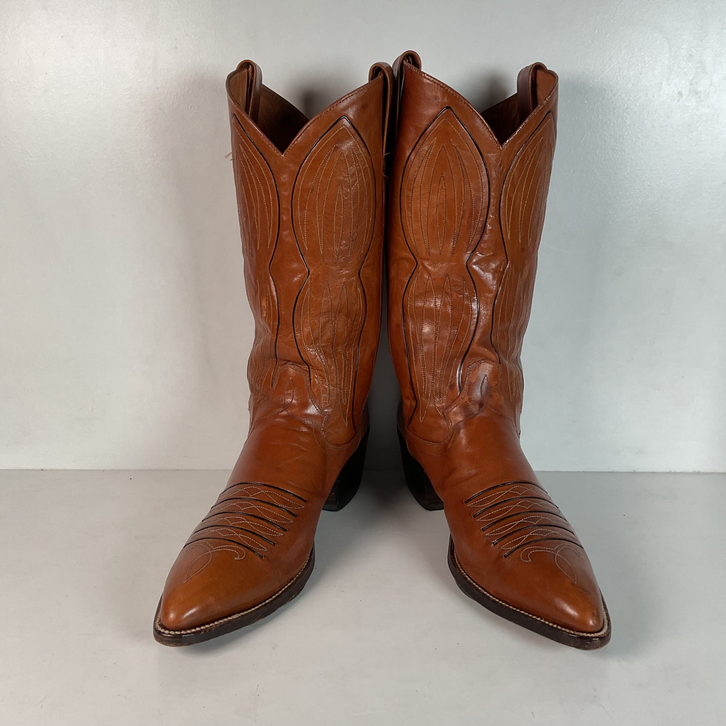Vintage Dan Post Line Dancing Cowboy Boots 12 B Made in Spain