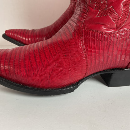 Vintage Panhandle Slim Teju Lizard Cowgirl Boots | Ruby Red | Women’s 7.5 B