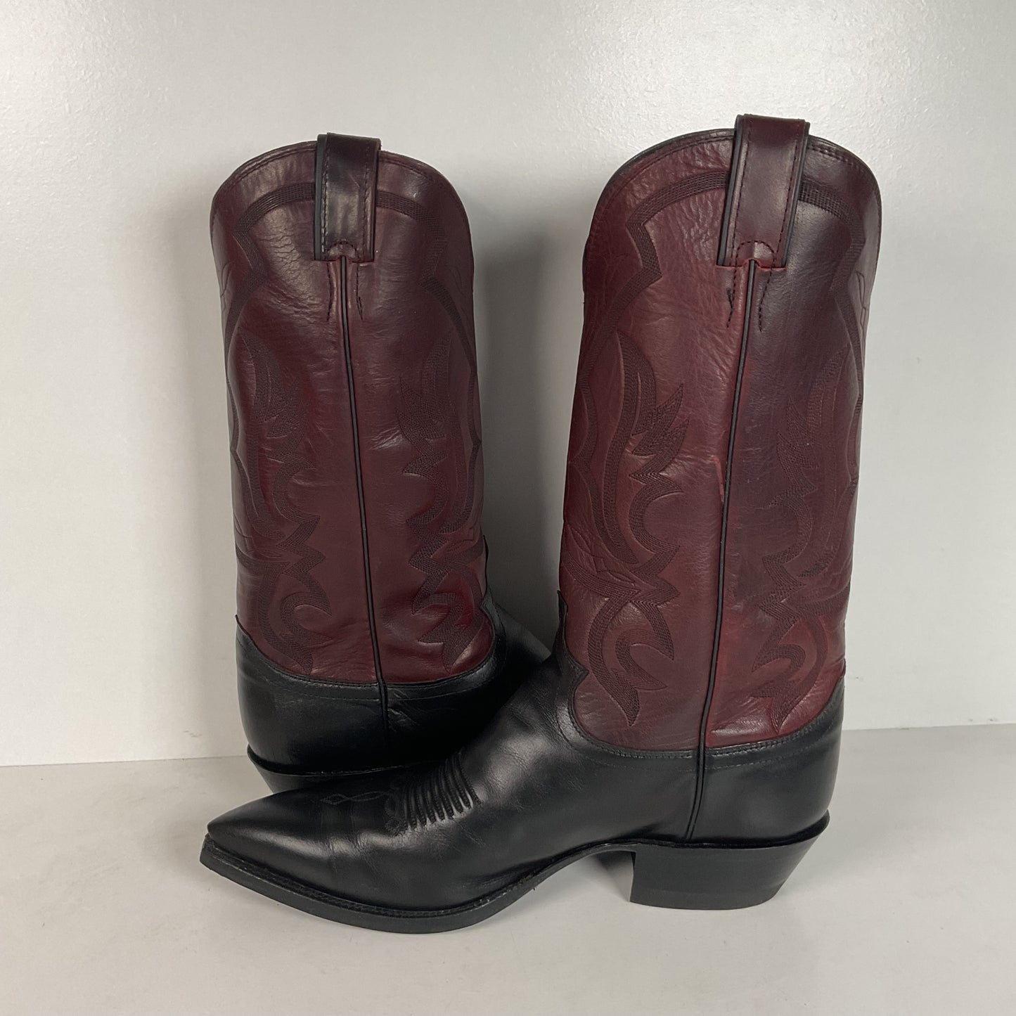 Vintage Justin Buffalo Calf Cowboy Boots | USA Made | Black Cherry | Men’s 10 D