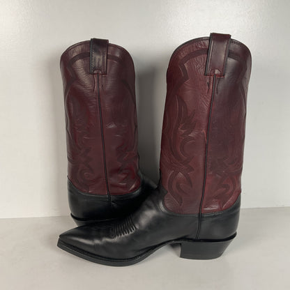 Vintage Justin Buffalo Calf Cowboy Boots | USA Made | Black Cherry | Men’s 10 D