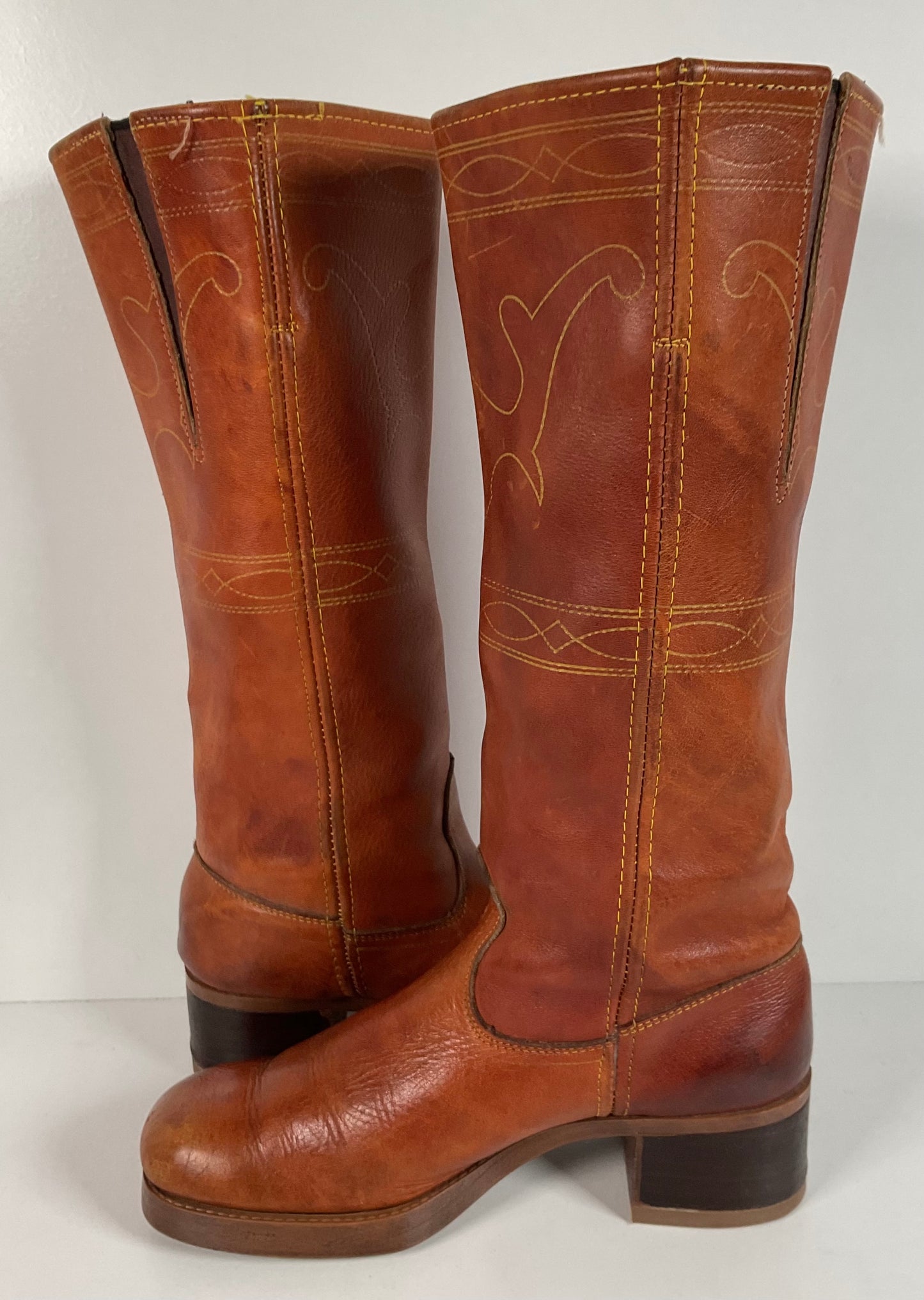 Vintage Longhorn Stitched Campus Boots 7.5 M USA Made Chunky