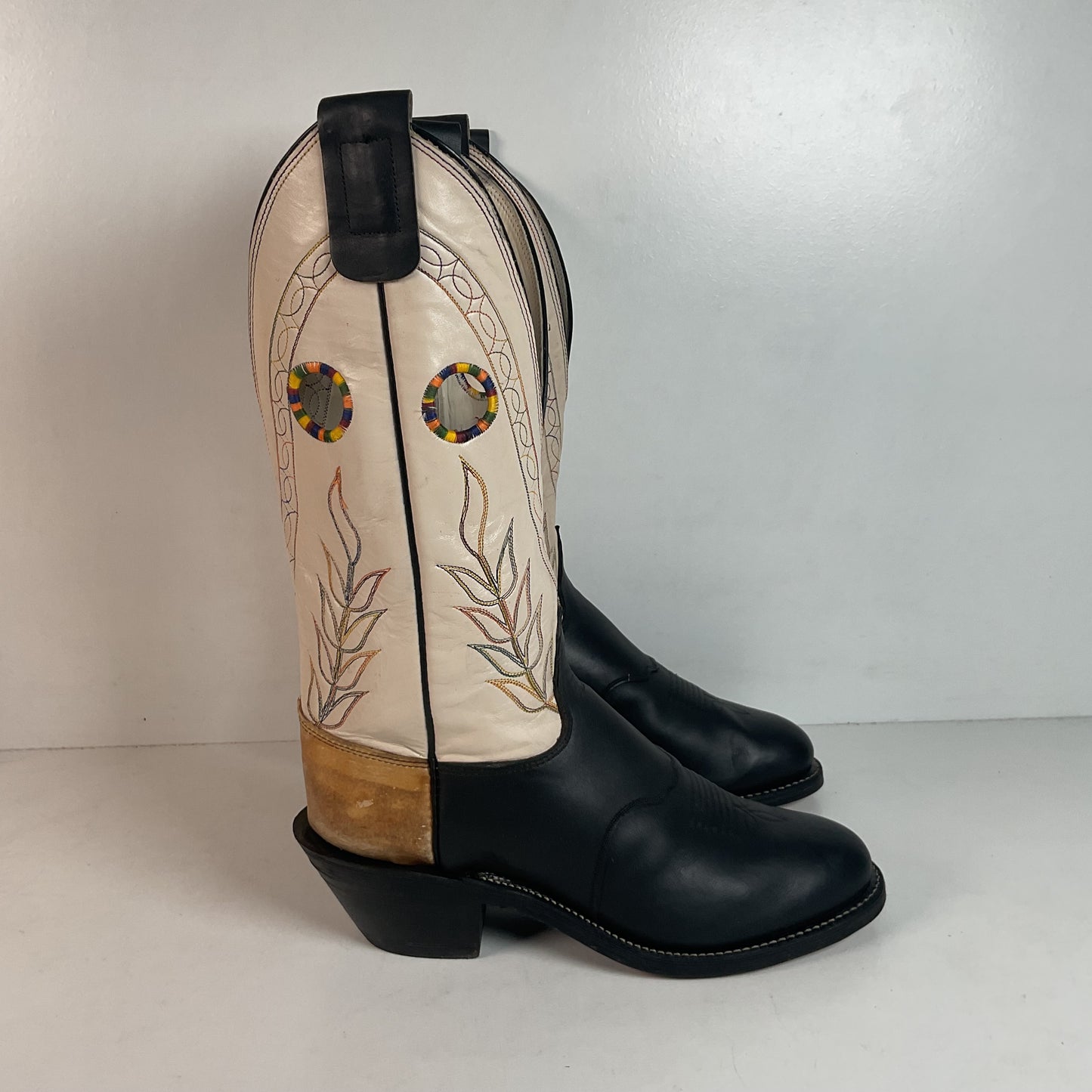 Olathe Rough Stock Cowboy Boots 10 D Black Mule Skin USA Made