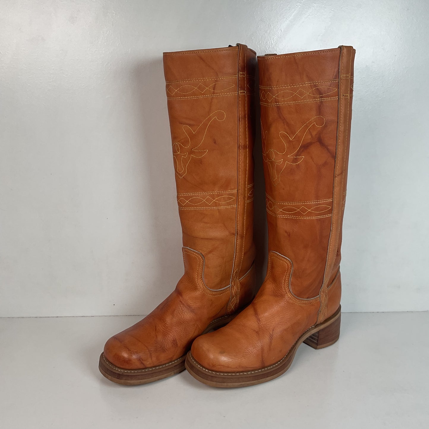 Vintage Women’s Longhorn Campus Boots 8 M USA Made Chunky